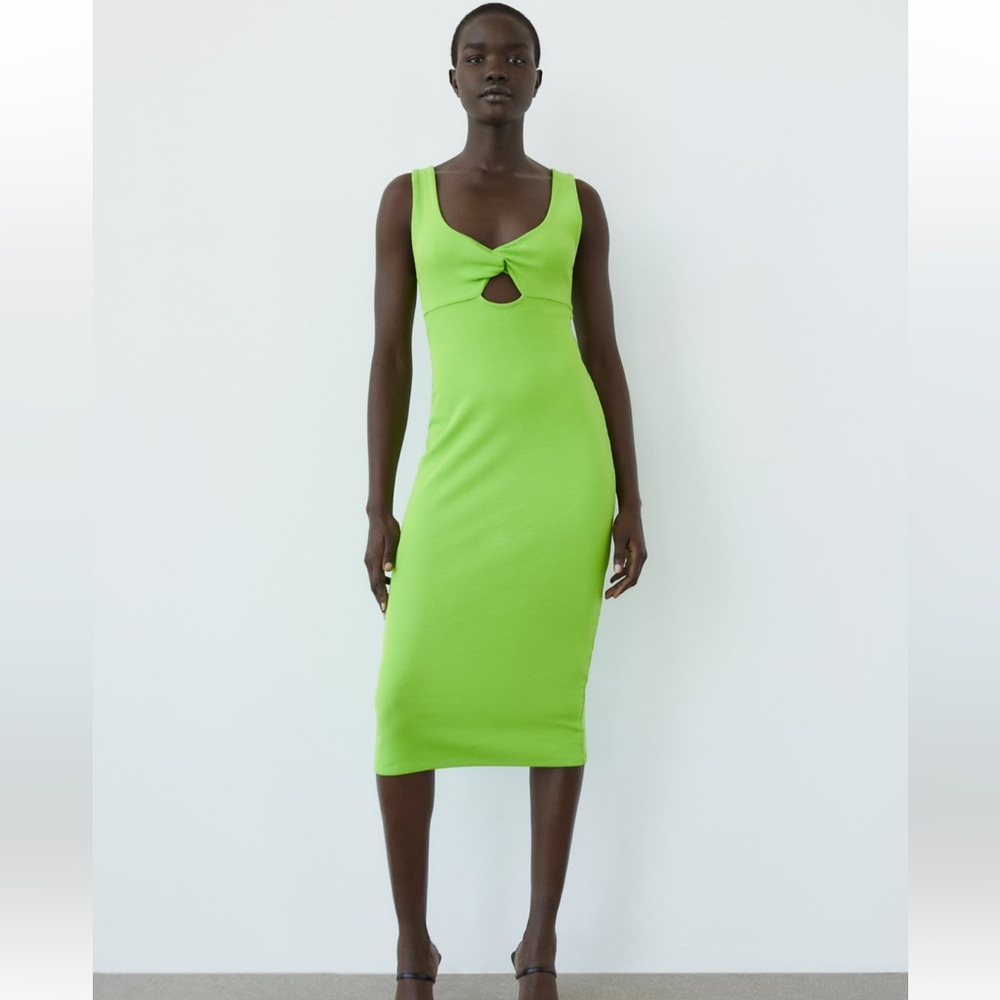 Zara Cut Out Lime Green Dress
